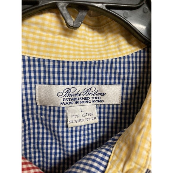 VTG Men's Brooks Brothers Long Sleeve Shirt Gingham Colorblock Size Large - Picture 2 of 6
